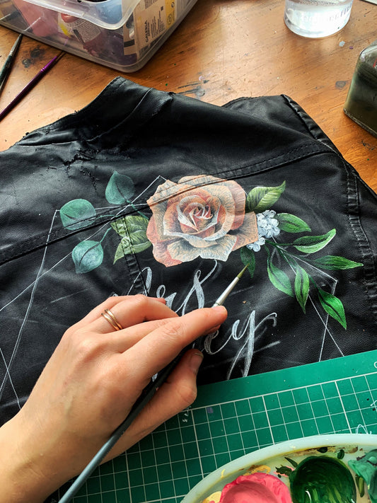 Hand Painted Leather Jacket. Personalised Leather Jacket. Painting only