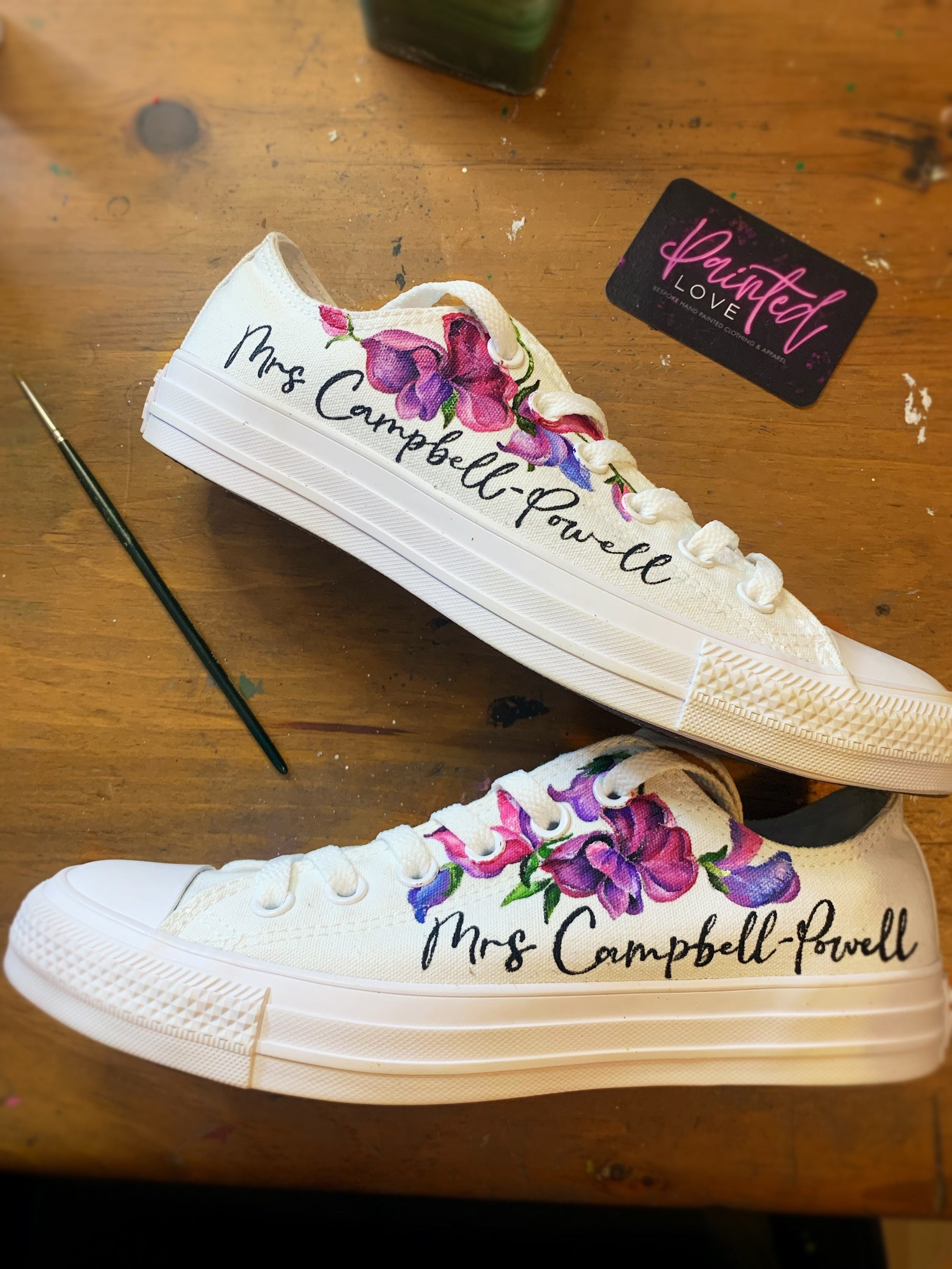 Eentonig Inspireren Huis Wedding Converse, hand painted shoes, painted converse, wedding shoes, –  Paintedlovecustoms
