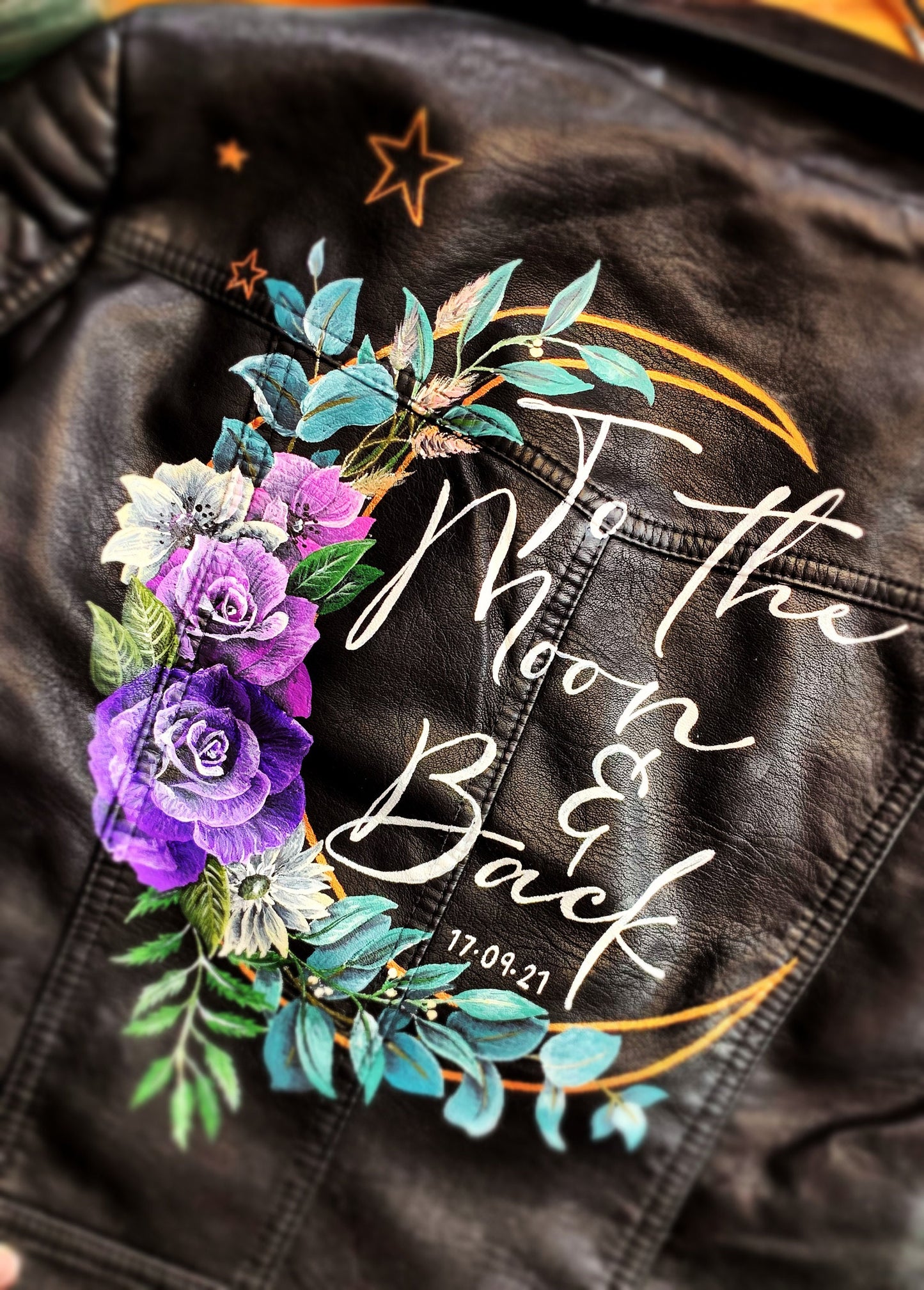 Hand Painted Leather Jacket. Personalised Leather Jacket. Painting only