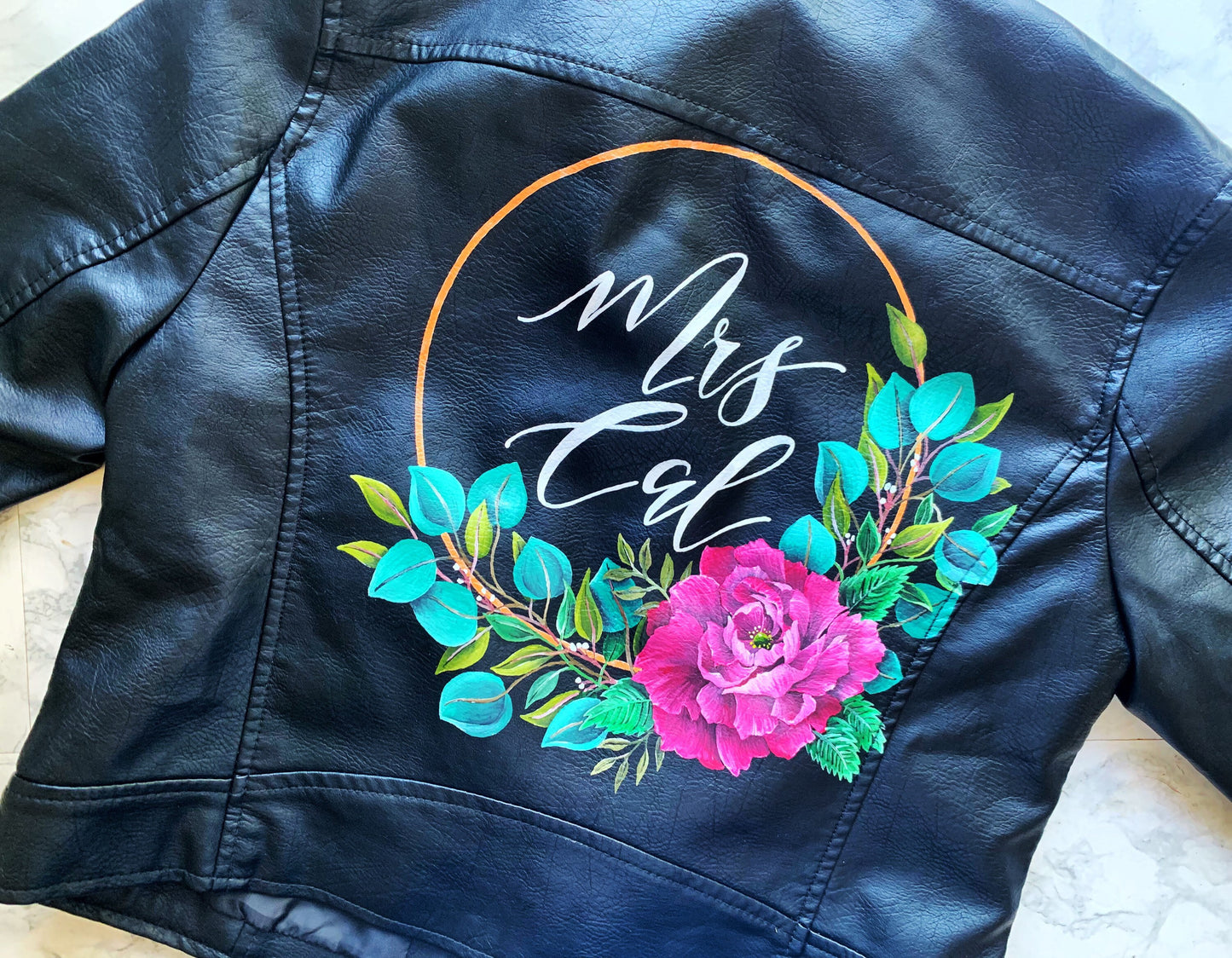 Hand Painted Leather Jacket. Personalised Leather Jacket. Painting only