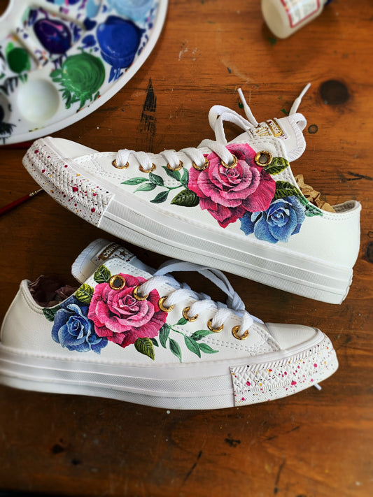 Wedding converse, personalised hand painted wedding shoes