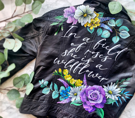 Hand Painted Leather Jacket. Personalised Leather Jacket. Painting only