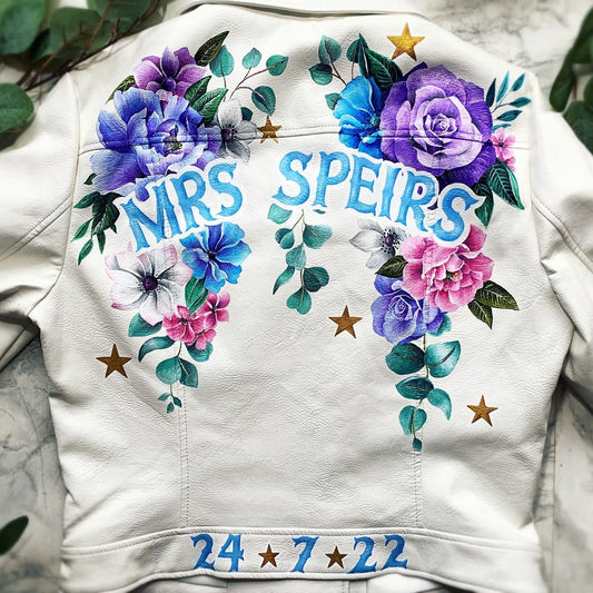 Hand Painted Leather Jacket. Personalised Leather Jacket. Painting only