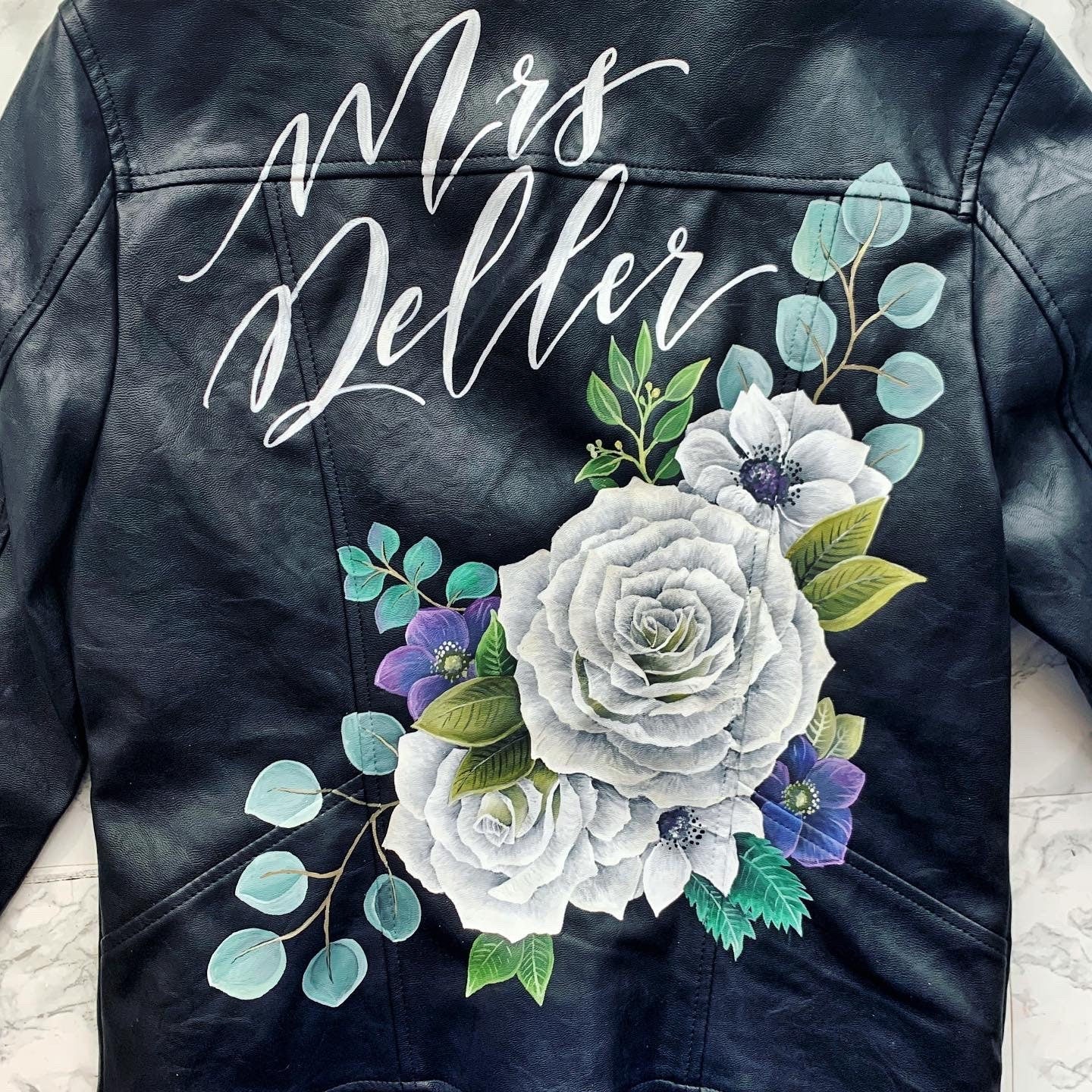 Hand Painted Leather Jacket. Personalised Leather Jacket. Painting only
